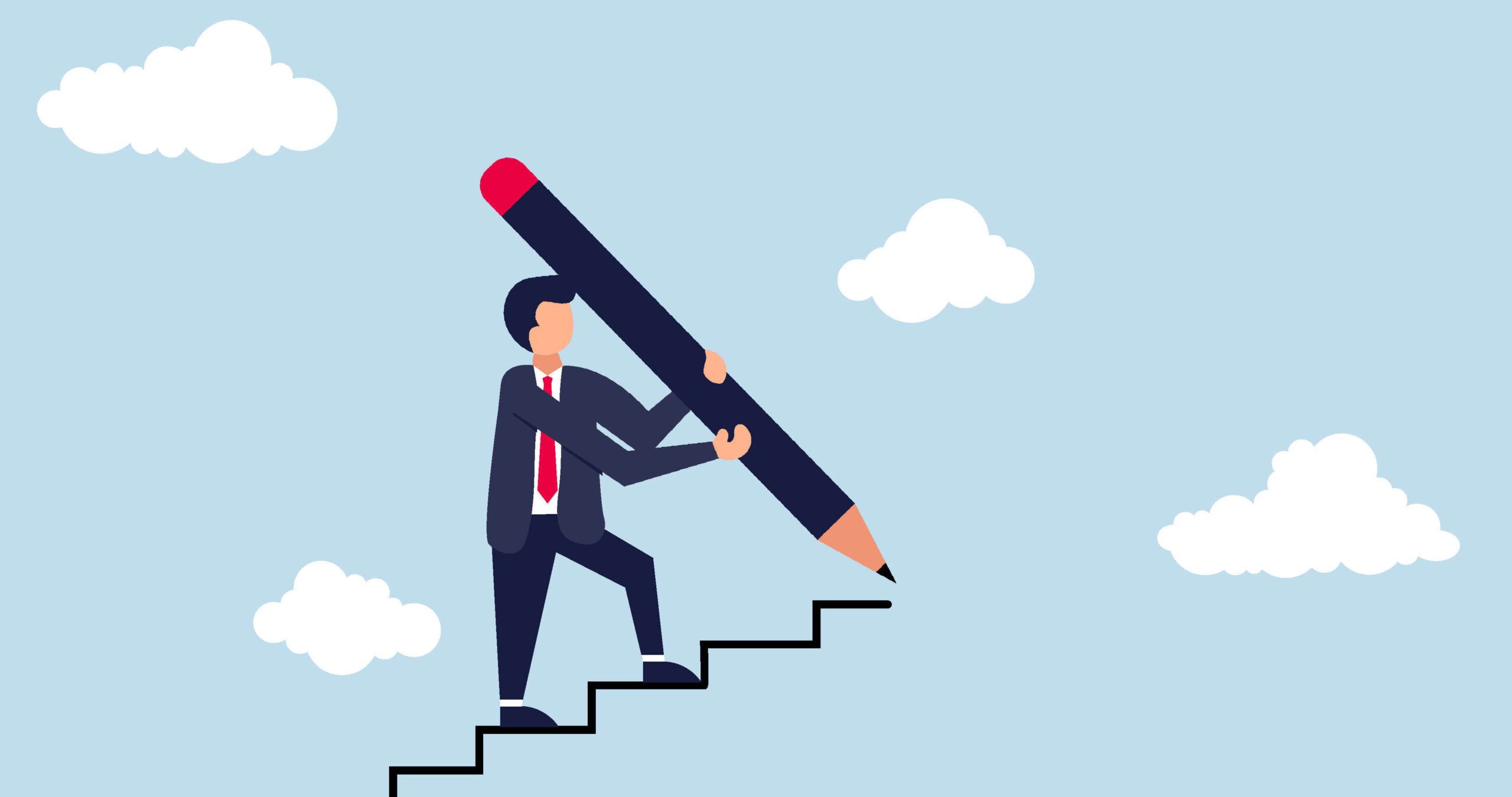 4k-business-development-is-successful-animation-smart-businessman-uses-a-large-pencil-to-draw-stairs-going-up-and-walking-up-stairs-free-video